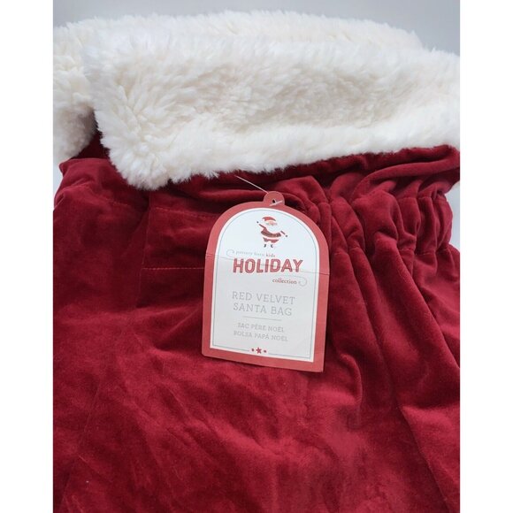 Pottery Barn Kids Lucas Red Velvet Santa Bag Sack Christmas Stocking 40 x 33 in - Picture 10 of 15